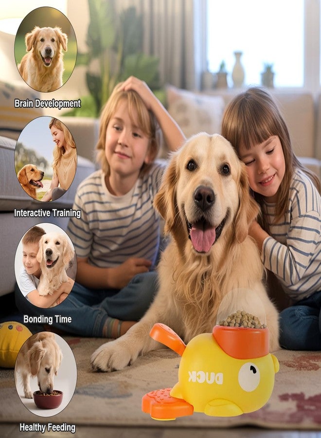 Canumer 2-in-1 Dog Interactive Treat Dispenser Toy - Durable Food Puzzle Slow Feeder, Duck Shape Enrichment Toys with Button, Mentally Stimulating Toys for Dogs/Cats/Pets - Image 3
